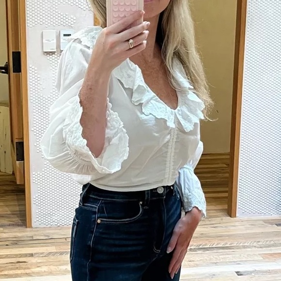 NWT Anthropologie White Maeve Cutwork Lace Collared Blouse. Size Medium - Picture 5 of 5